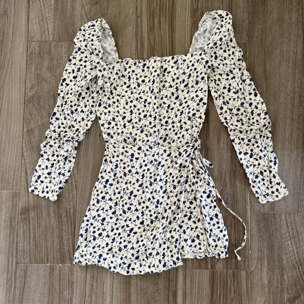 Reformation Blue and Cream Floral Dress